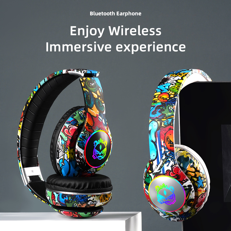 Kids Bluetooth Headphones Wireless Headphones Bluetooth Earphone Headset Music Game Headphones Foldable Flash Light Headset Gift