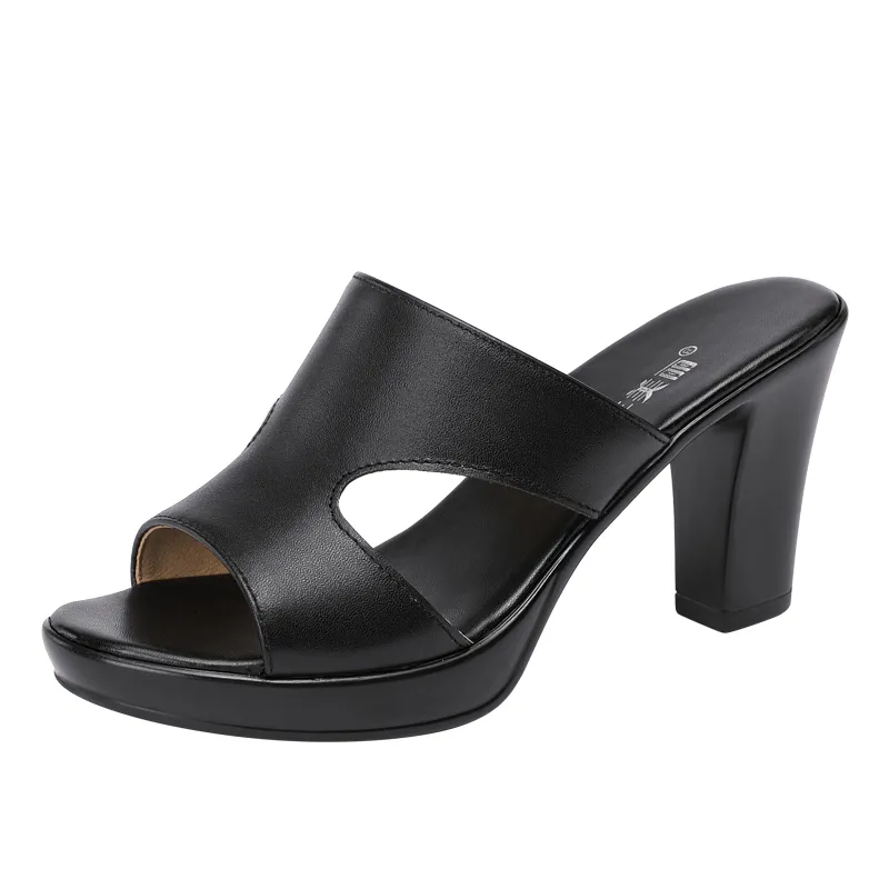 Women's Shoes Peep Toe Women's Slippers Fashion Solid Dress Slippers Women Summer Round Toe Heels Women Shoes