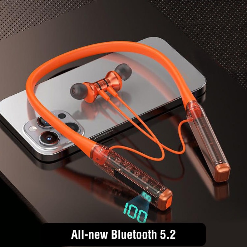 Transparent Wireless Earphones Magnet Neckband Headphones Sports Earphone Digital Display for Gaming Sport Stereo Headset