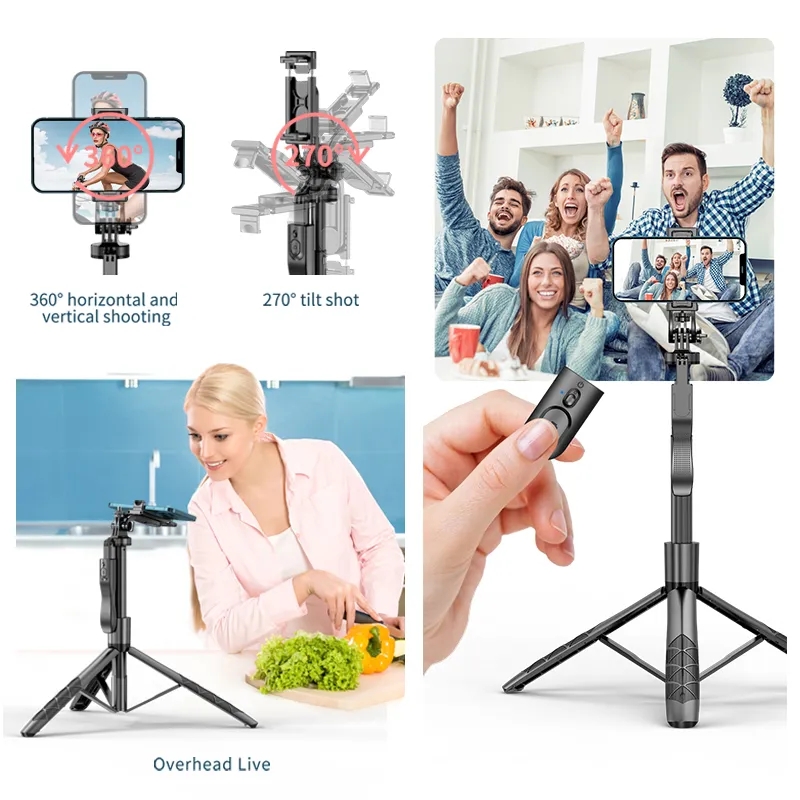 L16 1530mm Wireless Selfie Stick Tripod Stand Foldable Monopod for Gopro Action Cameras Smartphones Balance Steady Shooting Live