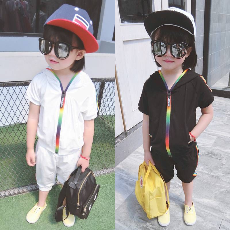 Fashion Kids Boy Girl Clothes Sportswear Summer Baby Colorful Hoodies Shorts 2Pcs/sets Children Outfit Toddler Cotton Tracksutis