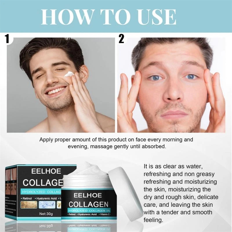 1pc Collagen Cream For Men, Anti Wrinkle Anti Aging Face Cream, Firming Moisturizing Hyaluronic Acid Cream For Facial Care