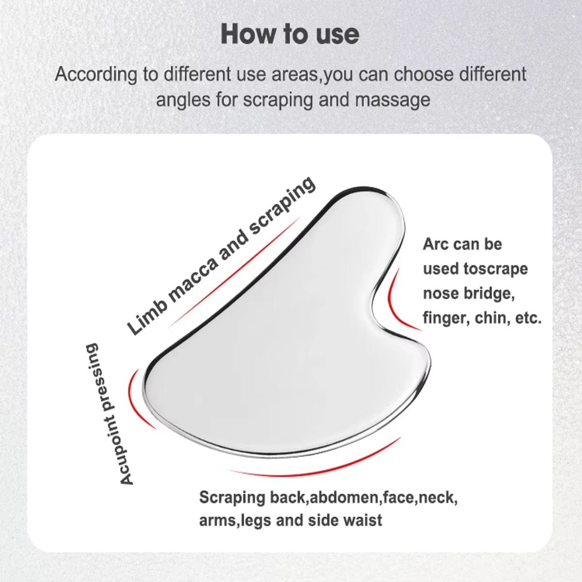 Gua Sha Natural Stainless Steel Scraper Massager Facial Skin Care Guasha Board Face Massager Board Heart Shape Body Relaxation