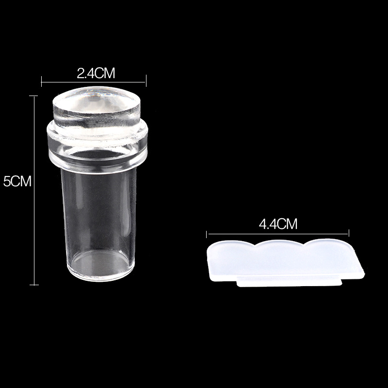 Nail Art Stamp 2.4cm Stamp Set Flower Scraper Transparent Stamp DIY Printing Silicone Stamp