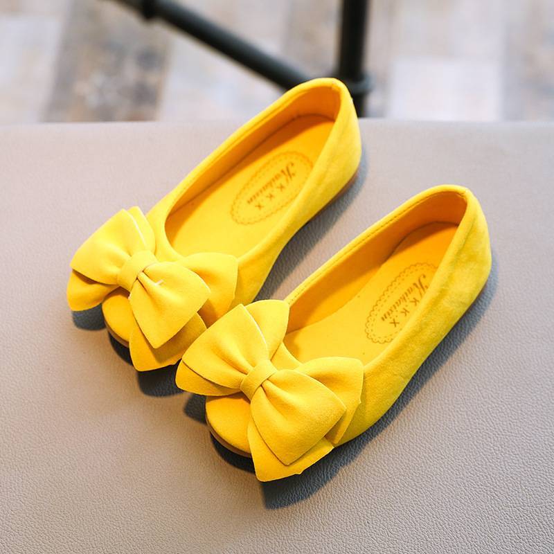 Solid color bow princess shoes Girls fashion trend single shoes Comfortable wear a pedal shoes
