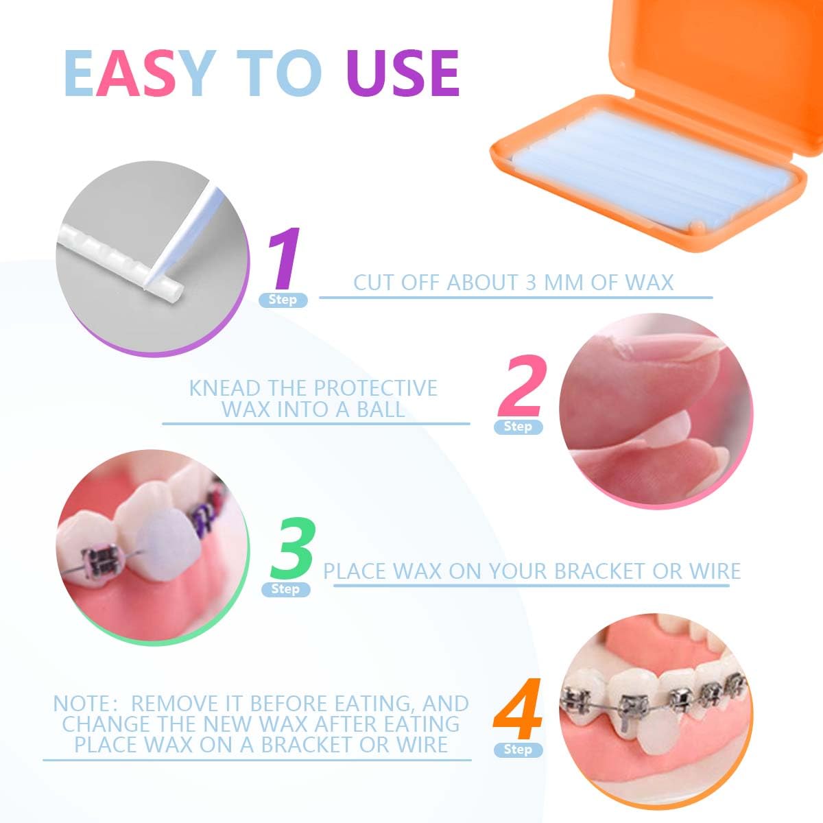 Dental Orthodontic Relief Wax for Bracket Patient Relief Protect Lips and Gums Irritation Fruit Flavour Wax
