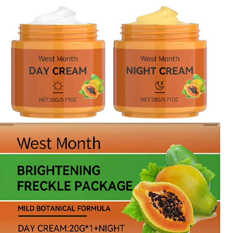Papaya Whitening Day And Night Cream Anti Freckle Face Cream Improve Dark Skin Refreshing Face Skin 2pcs/set