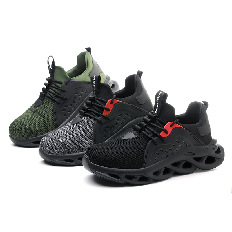 Men's Flyknit Wear resistant Labor Protection Shoes, Anti smashing and Anti piercing Work Shoes