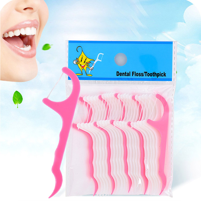 25pcs/Lot Disposable Dental Flosser Interdental Brush Teeth Stick Toothpicks Floss Pick Oral Hygiene Teeth Cleaning Care