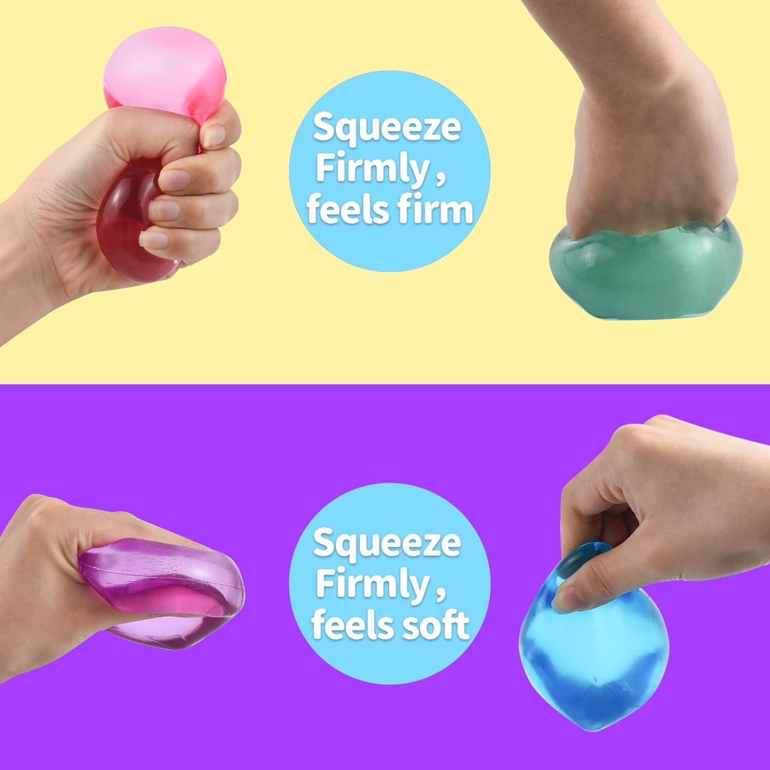 MEIEST 4 Colorful Stress Cube - Sensory Fidget Squeeze Toy with Super Solid Squish-Slow Rising Ice Cube Stress Balls-Stress Relief Hand Toy-2.16" Cube