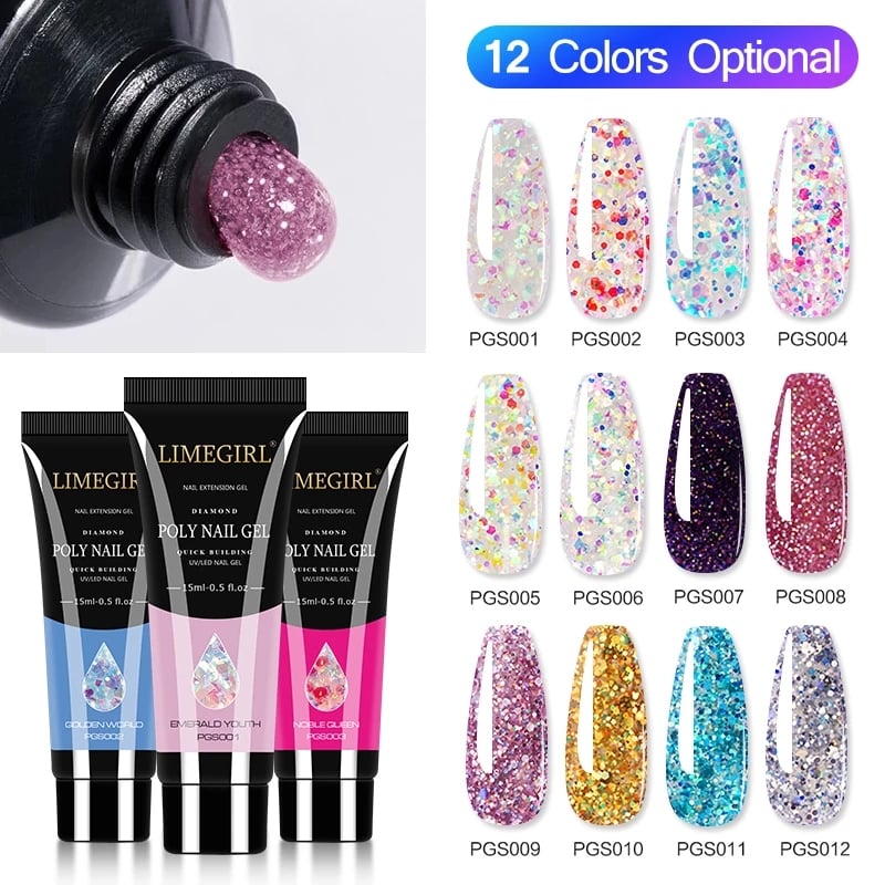 Limegirl Poly Nail Gel For Nails Extension Finger Nail Art Manicure Acryl Gel Varnish Polygels 15ML Poly UV Gel Polish Extension
