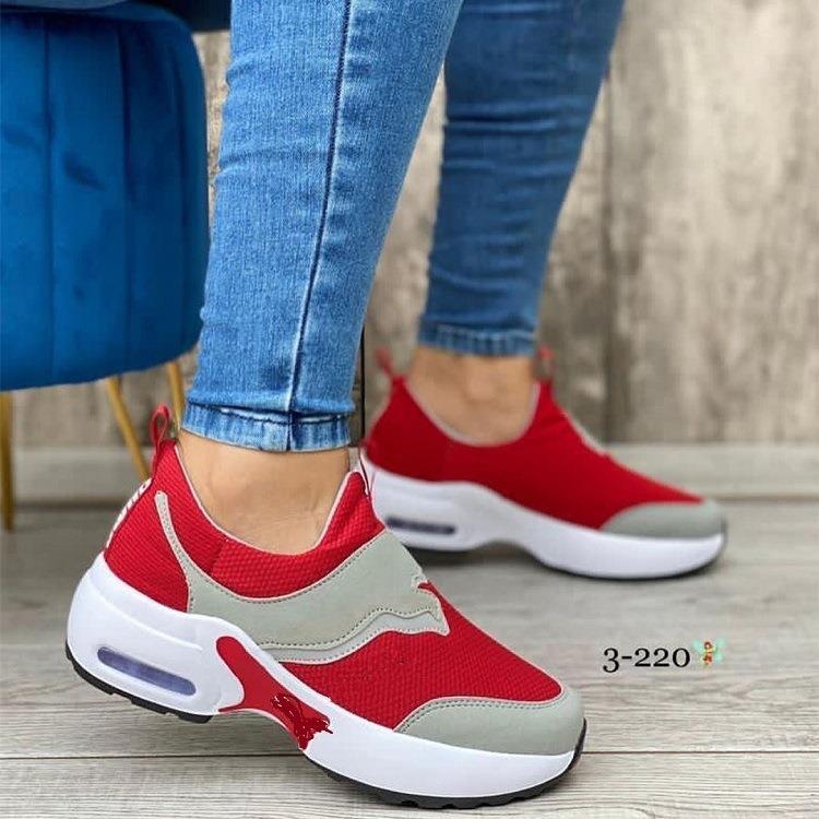 New mesh casual air cushion thick soled sneakers large women's mesh flying woven shoes Women
