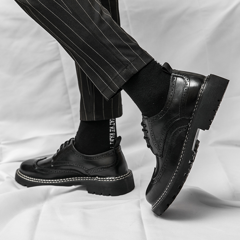 Spring Luxury Brand Brogue Men's Shoes Thick-soled Casual Shoes British Style Oxford Shoes Lace-up Shoes Moccasin