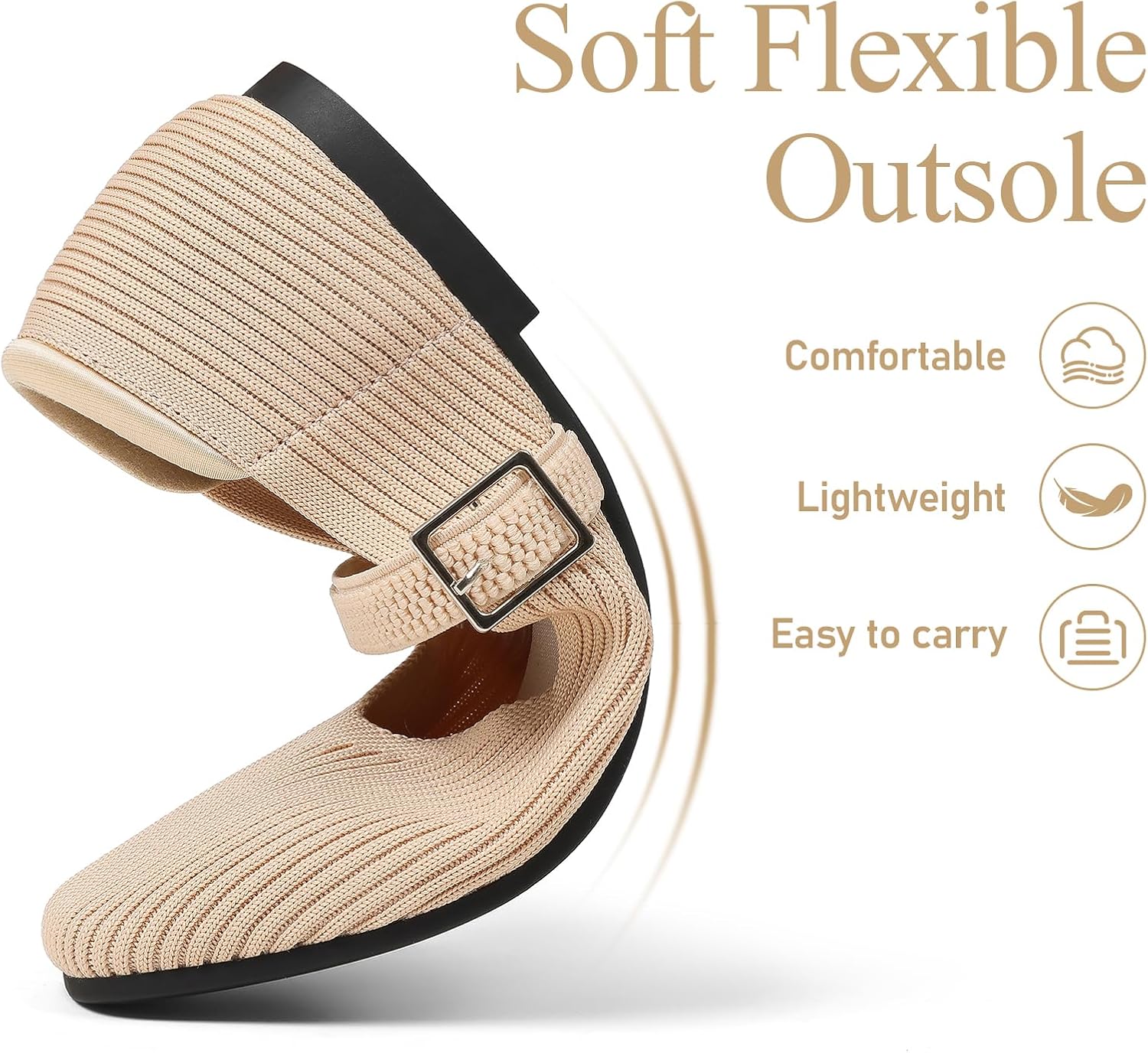 CELNEPHO Flats for Women Mary Jane Shoes Ballet Flats Shoes Square Toe with Ankle Strap Dressy Comfortable Office Shoes