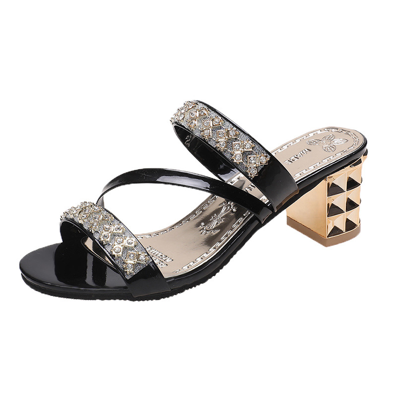 New Crystal Rhinestone Evening Sandals Women Gold Silver Platform Heels Non-Slip Beach Wedding
