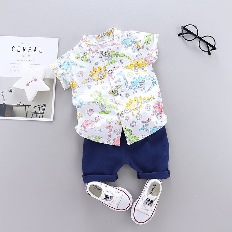 Casual Set Toddler Kids Boys Whale Shirt Tops+Shorts Set Outfits Clothes 2PCS