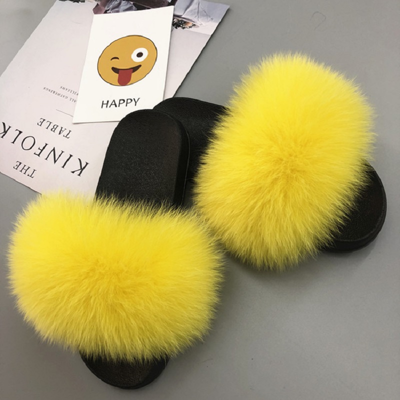 Faux fox fur slippers female summer imitation raccoon fur flip flops imitation rabbit fur sandals