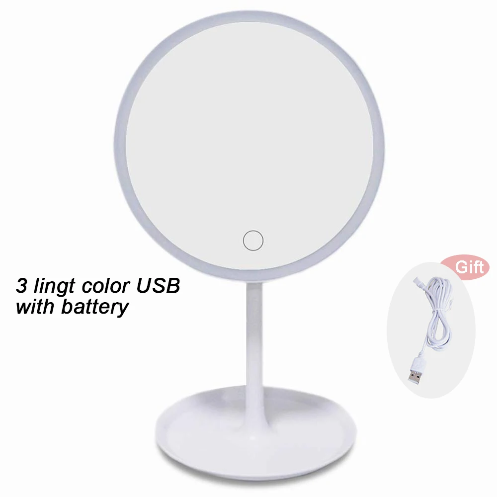 Makeup Mirror With Light White LED Daylight Vanity Mirror Detachable/Storage Base 3 Modes Mirror With Light Gift USB Cable