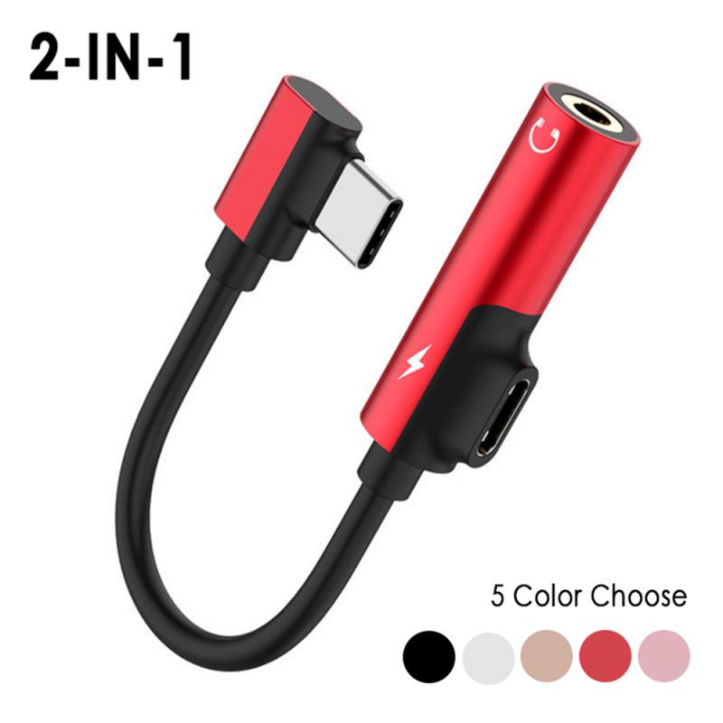 2 In 1 Type C To 3.5mm AUX Adapter USB C To 3.5 Plug Headphone Jack 3 5 Splitter Earphone Audio Convertor For Xiaomi Gray