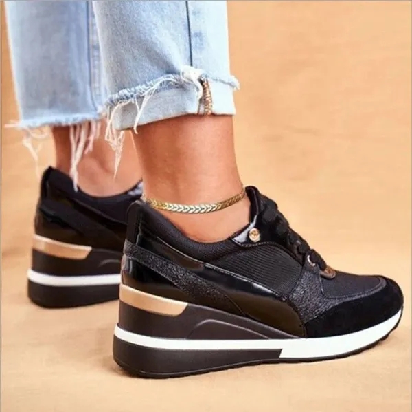 Women's Lace-up Running Wedge Sneakers Platform Vulcanized Shoes Casual Comfortable Outdoor Shoes
