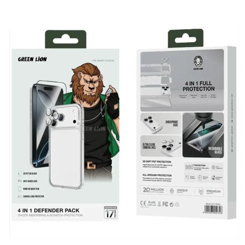 GREEN LION 4IN1 PROTECTION PACK IPHONE 17 PRO MAX CLEAR