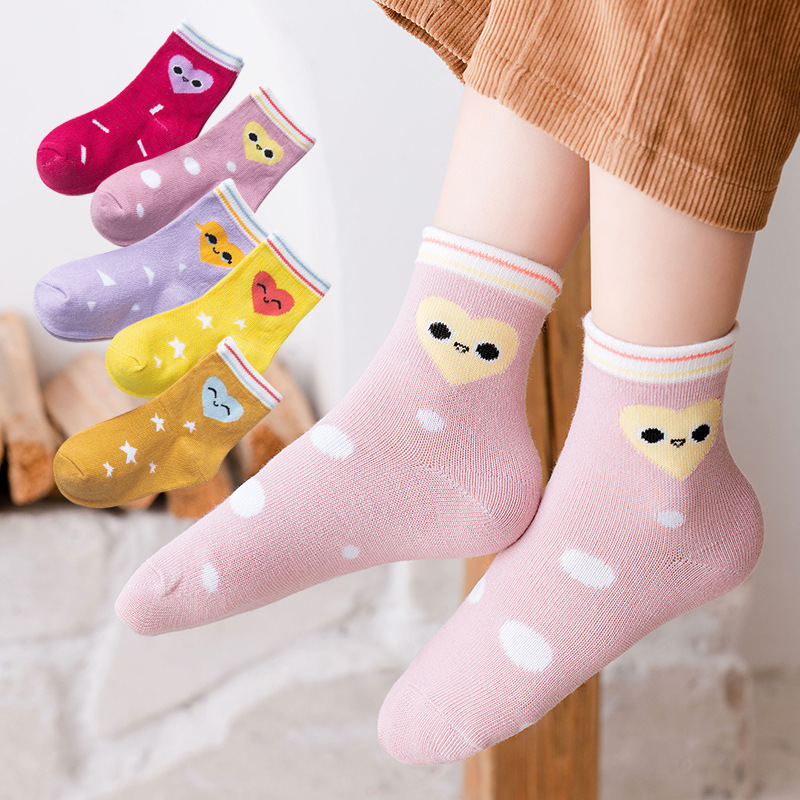 New style cartoon socks for boys and girls in autumn and winter fresh socks for 0-9 years old baby socks 5pcs/