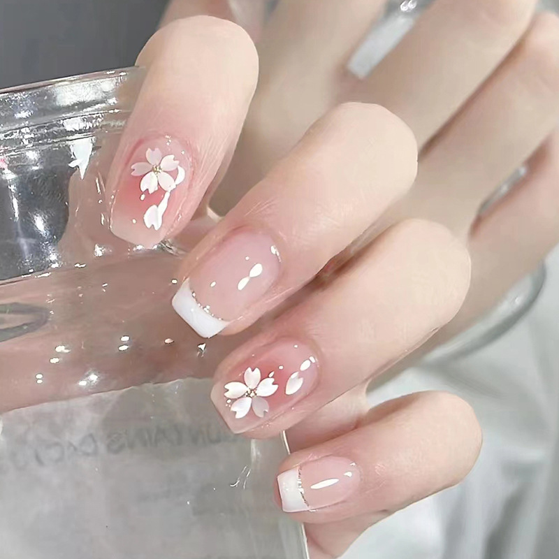 24pcs/Box Detachable False Nails Wearable Short Design Fake Fingernails Full Cover Nail Tips Press On Manicure Tool