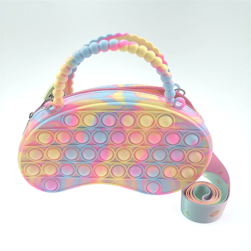 New Antistress Push Pop Bubble Decompression Mango Bags Silicone Crossbody Reliver Autism Handbag Coin Purse