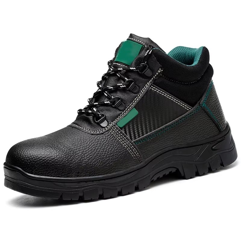 PU Leather Steel Iron Toe Labor Safety Boots Men Security Anti Puncture Rubber Outsole Work Shoes