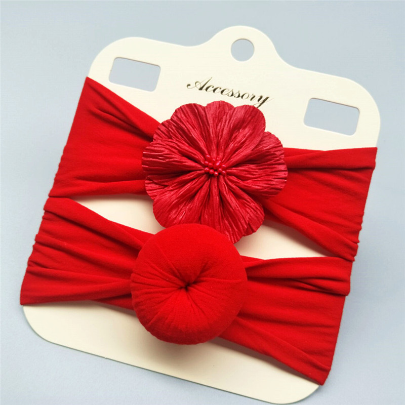 Children's hair accessories two-piece matching core flower baby hair accessories super soft nylon doughnut baby hair band