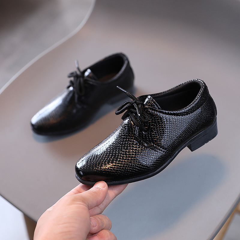 Leather Kids Wedding Shoes Boys Brand Kids Black Wedding Shoes Boys Formal Wedge Sneakers