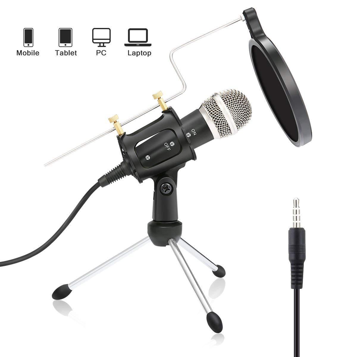 Notebook desktop computer microphone mobile phone K song voice condenser microphone with bracket set
