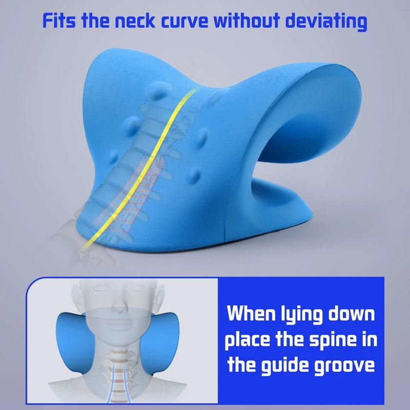 Neck Shoulder Stretcher Relaxer Cervical Chiropractic Traction Pillow Massage Pain Relief Neck Support Traction Corrector Device
