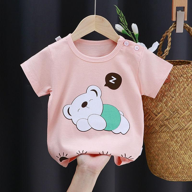 （0-3T)Summer Fashion Unisex Cartoon T-shirts Baby Boys Girls Shorts Sleeve Tees Tops Toddler