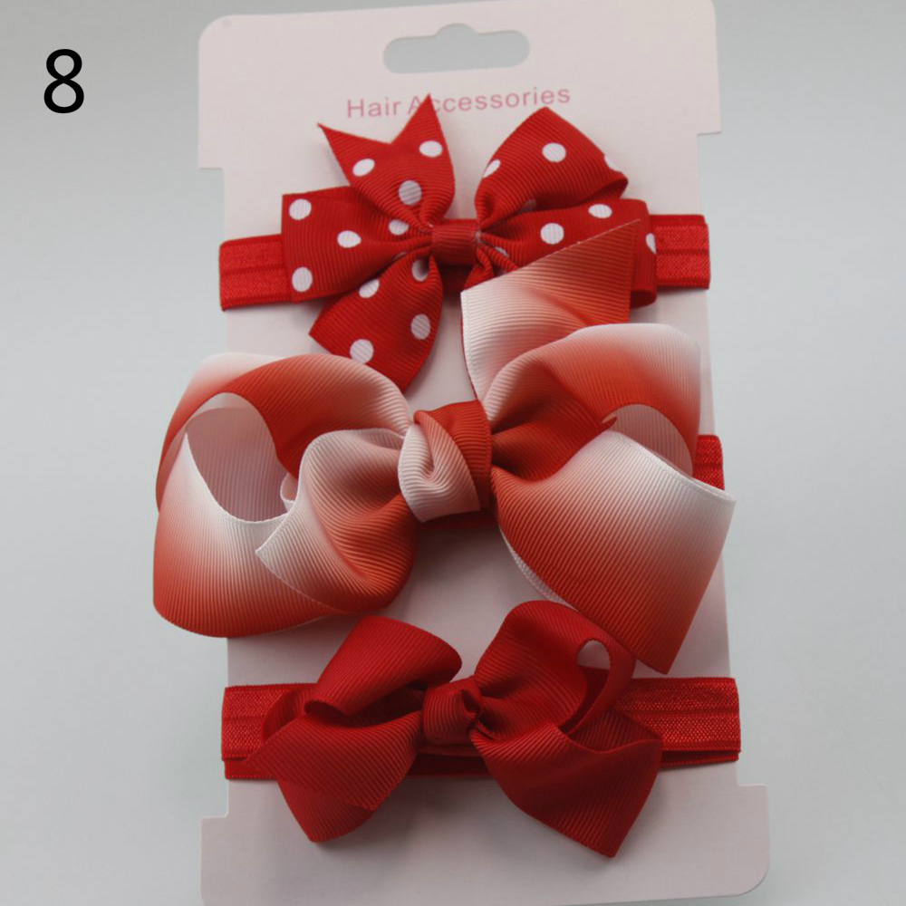 Children's Hair Accessories Bow Hair Three-piece Baby Headband Card Suit
