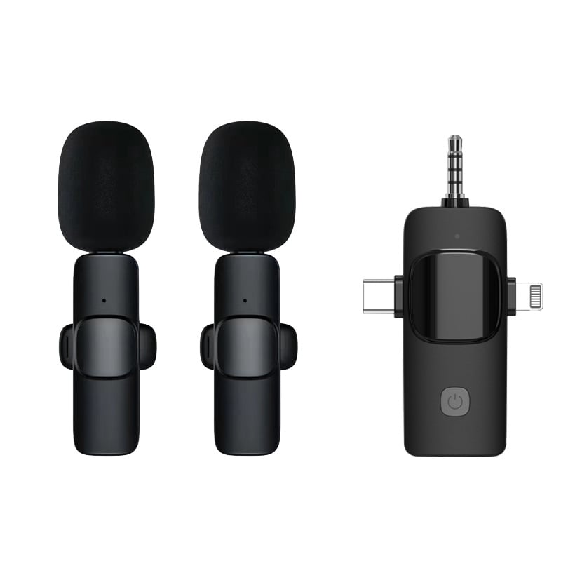 3 In 1 Wireless Lavalier Microphone for iPhone/Android/3.5mm Jack Live Broadcast Recording Noise Reduction Portable Mini Mic