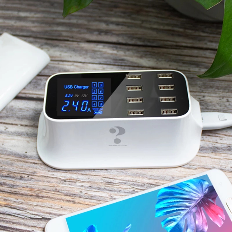 universal smart usb fast charger for Samsung galaxy Xiaomi wall adapter charging station HUB Led display desktop power socket