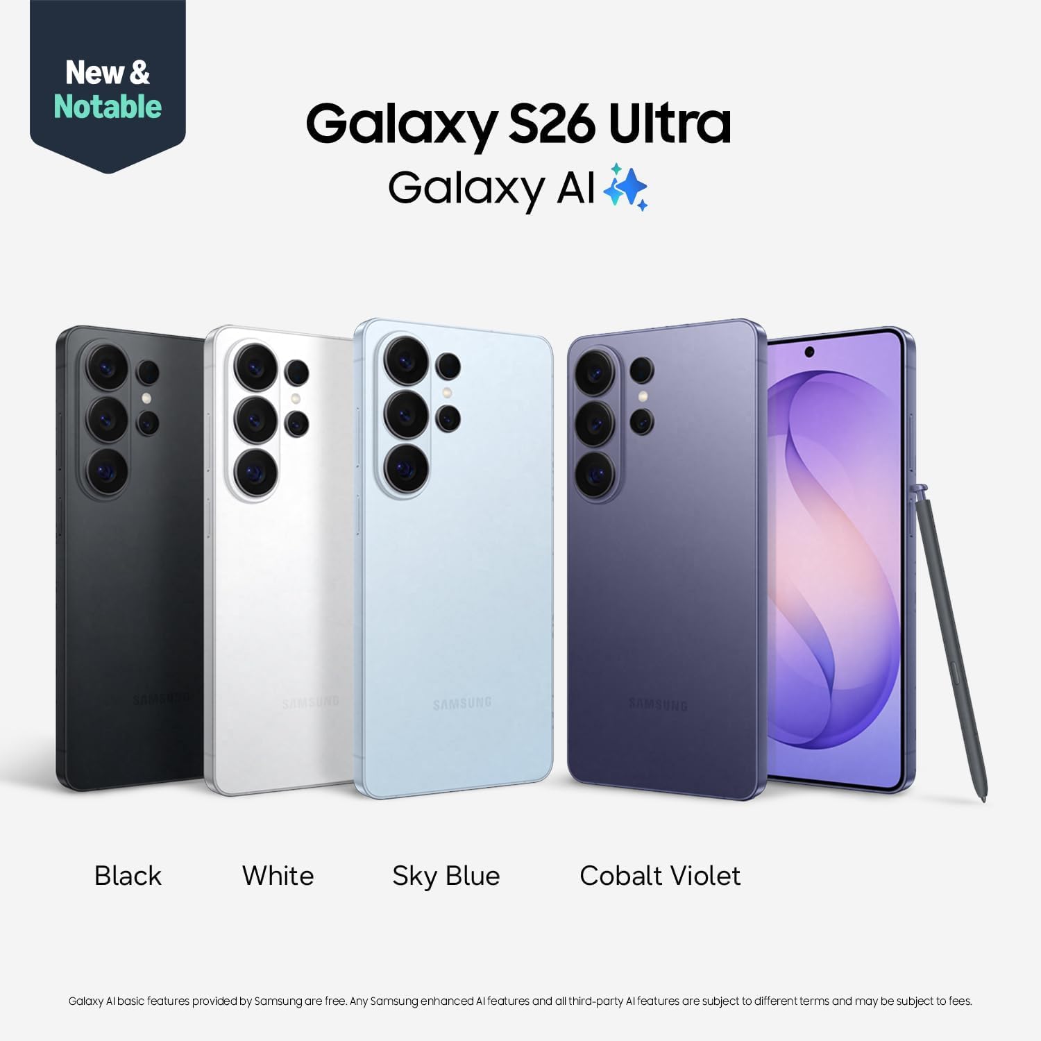 Samsung Galaxy S26 Ultra, Unlocked Android Smartphone, 256GB, Privacy Display, Galaxy AI, AI Camera, Super Fast Charging 3.0, Durable Battery, 2026, U