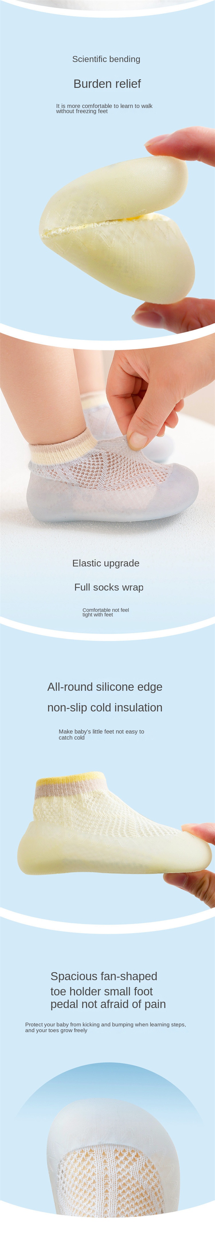 Children's mesh mosquito resistant socks, shoes, summer baby anti-skid floor socks, baby walking shoes, socks, soft soles