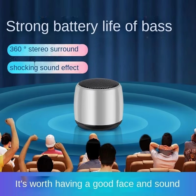 Mini Bluetooth-compatible Small Speaker Portable Intelligent One Drag Two Small Steel Cannon Metal Wireless Sound Subwoofer