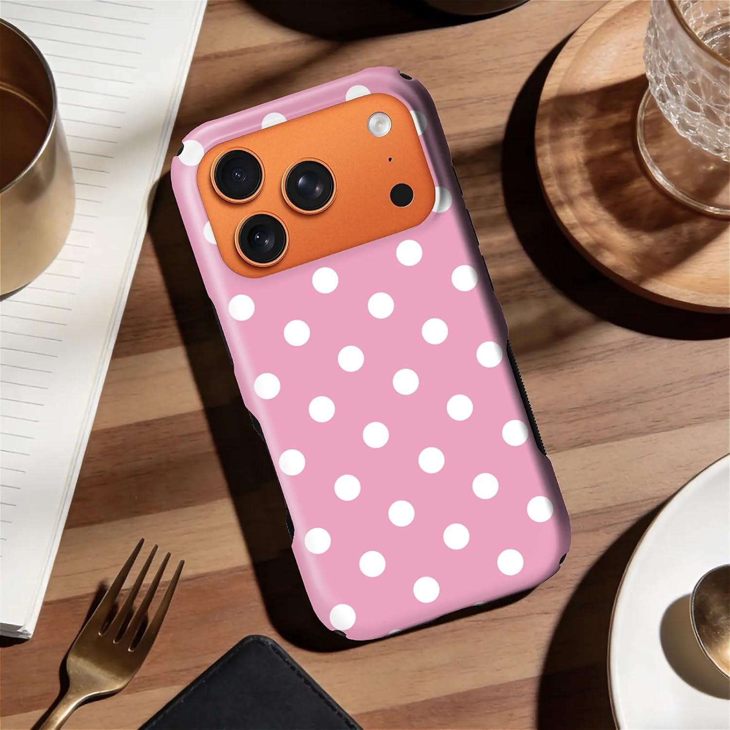 Magnetic Case for iPhone 17 Pro, Y2K Style Polka Dot Pink Design Compatible with MagSafe,Upgrade Hybrid Dual Protection Silicone + Hard PC Full Body C
