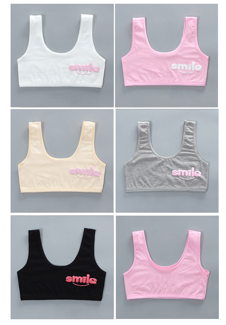 Teen girl bra vest cotton spandex sports big girl kids underwear letters
