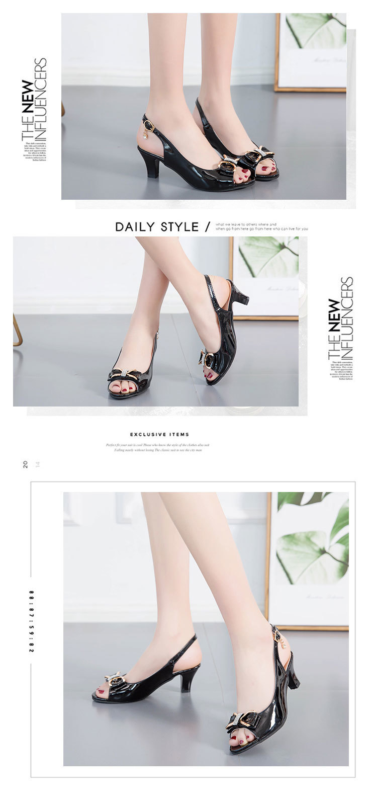 Spring/Summer New Korean Version One Button Fashion Casual Fish Mouth Large Women's Sandals