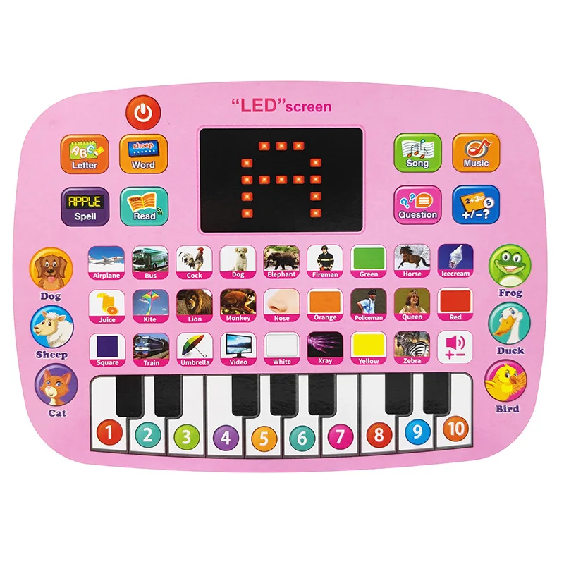 Educational Plastic Toys English Led Screen Lighting Learning Laptop Toys Learning Machine For Kids