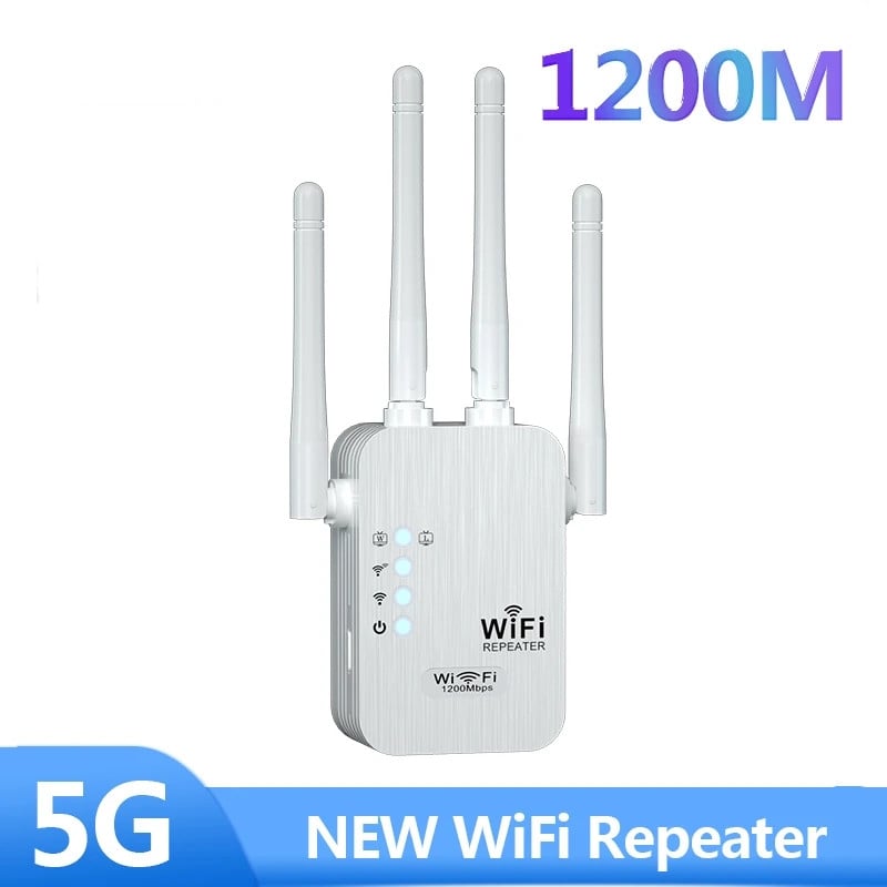 Wireless WiFi Repeater 1200Mbps Booster Extender Long Range 2.4GHz And 5GHz Internet Signal Amplifier Network 5G Repeater