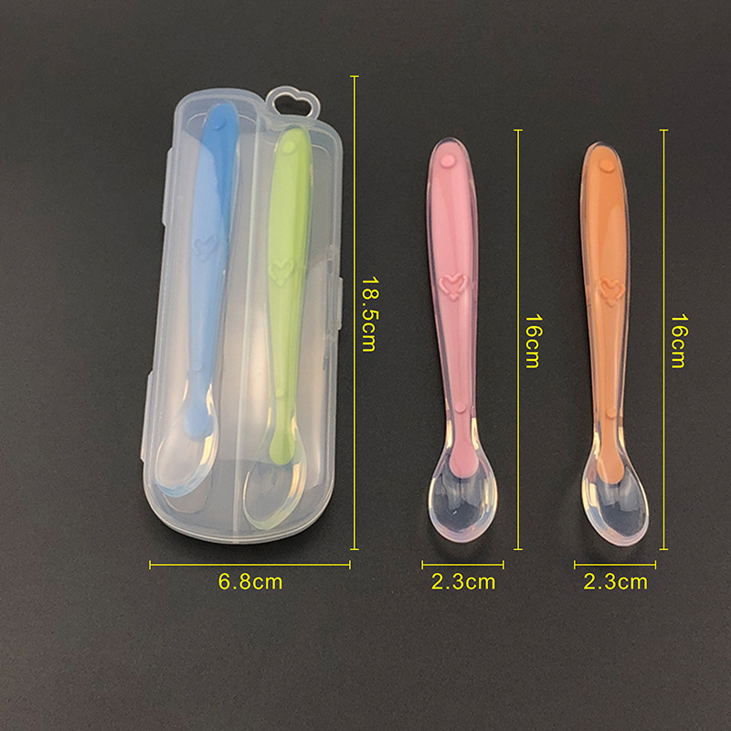 New Baby Soft Silicone Spoon Candy Color Temperature Sensing Spoon Children Food Baby Feeding Tools Baby Spoon