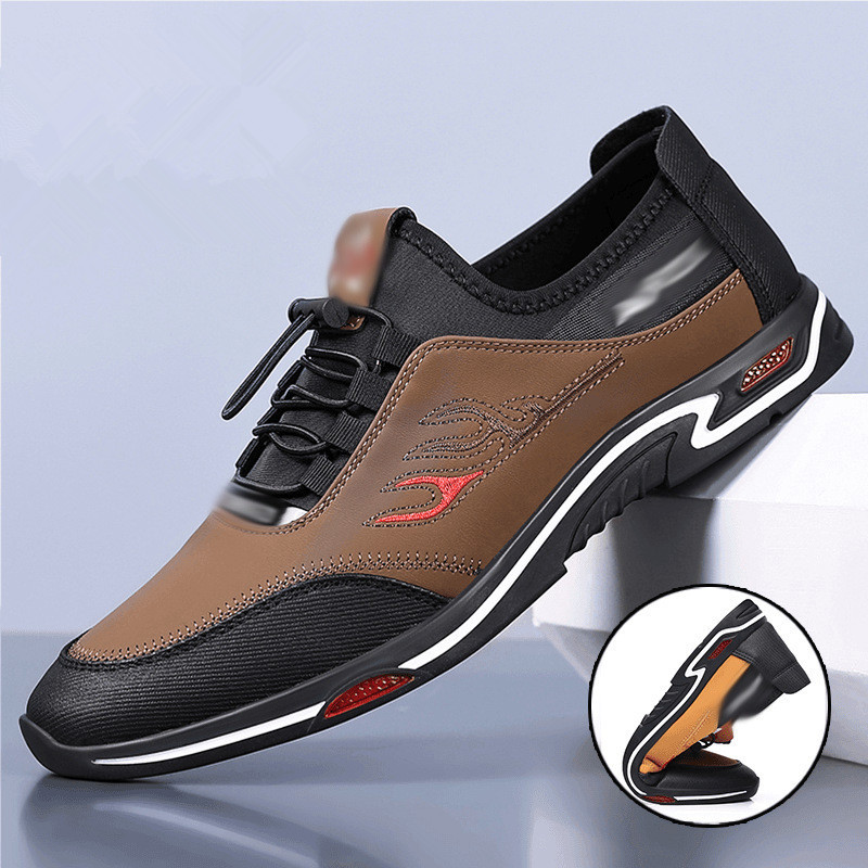 Men's Business Casual Breathable Anti-odor Leather Shoes Fashionable Soft Sole Work Driving Shoes Men's Lightweight Cloth Shoes