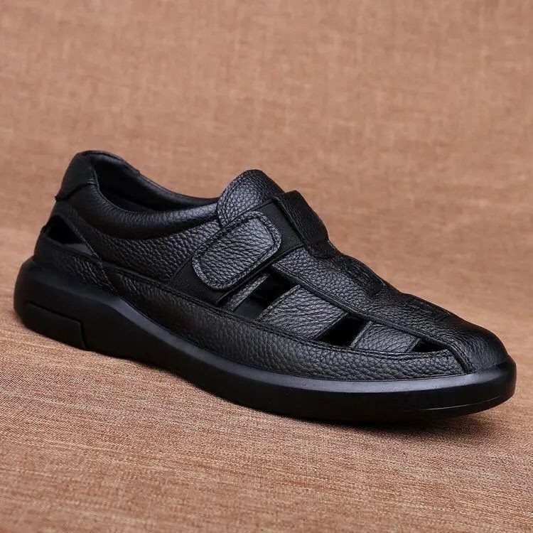 summer new sandals men's fashion versatile soft sole soft leather non slip breathable Baotou casual beach shoes