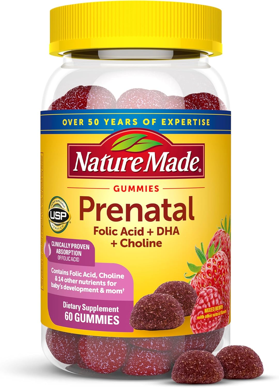 Nature Made Prenatal Gummies with DHA and Folic Acid, Prenatal Vitamins for Women for Daily Nutritional Support, 60 Gummies, 30 Day Supply