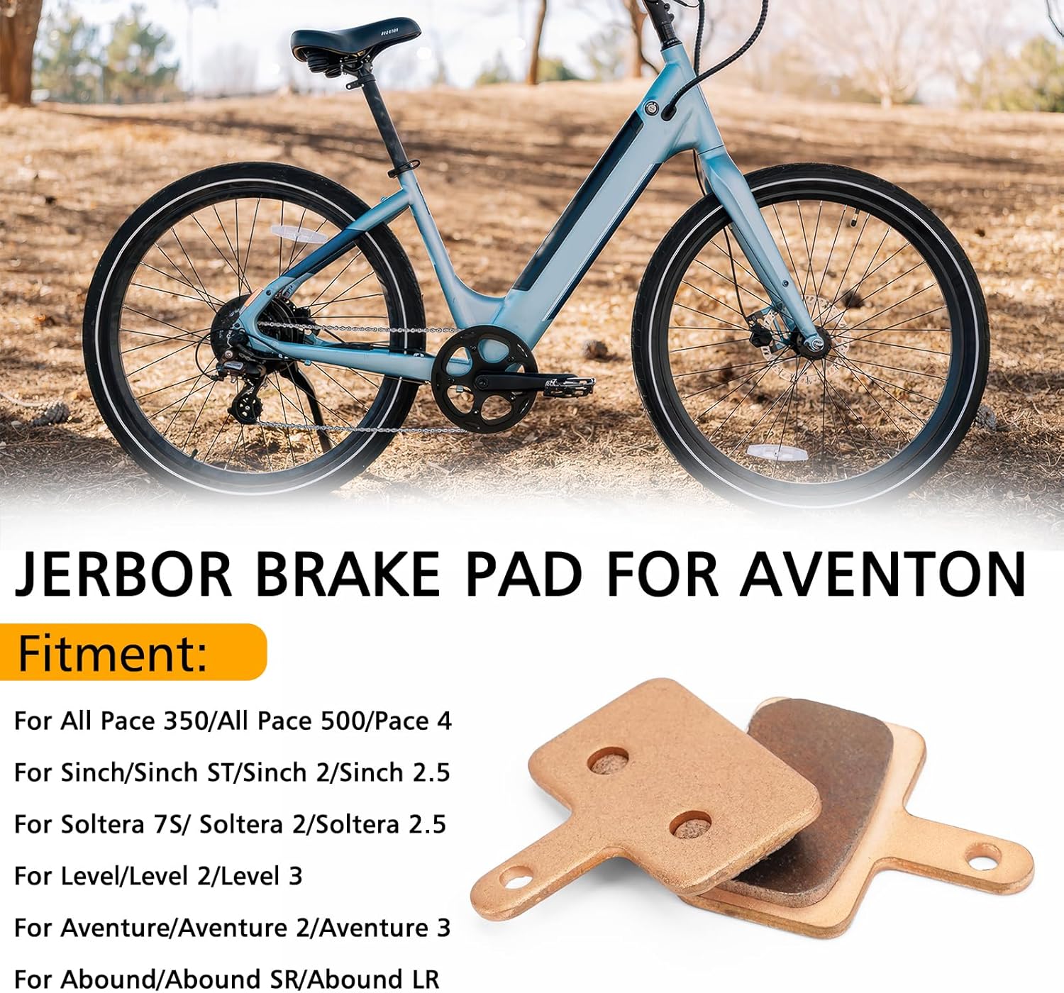 JERBOR Brake Pads for Aventon Pace/Sinch/Soltera/Level/Aventure/Abound, Copper-Based sintered Rear Front Disc Brakes Brake Pad Accessories, Ebike Repl